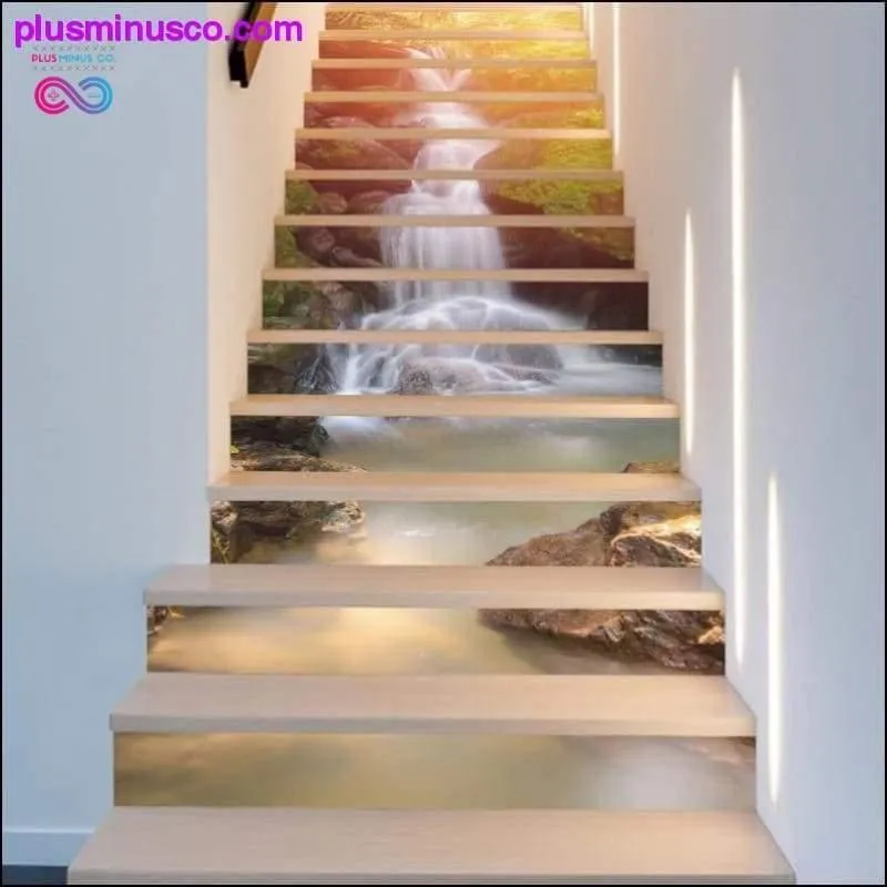 13Pcs/Set 3D Sunshine Waterfall Stair Wall Sticker Landscape