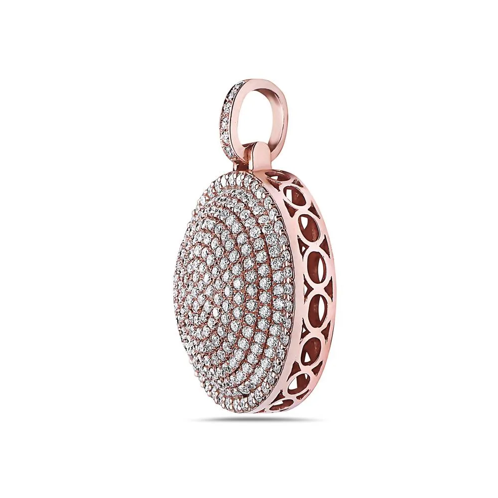 14K Rose Gold Circle Pendant with 3.71 CT Diamonds