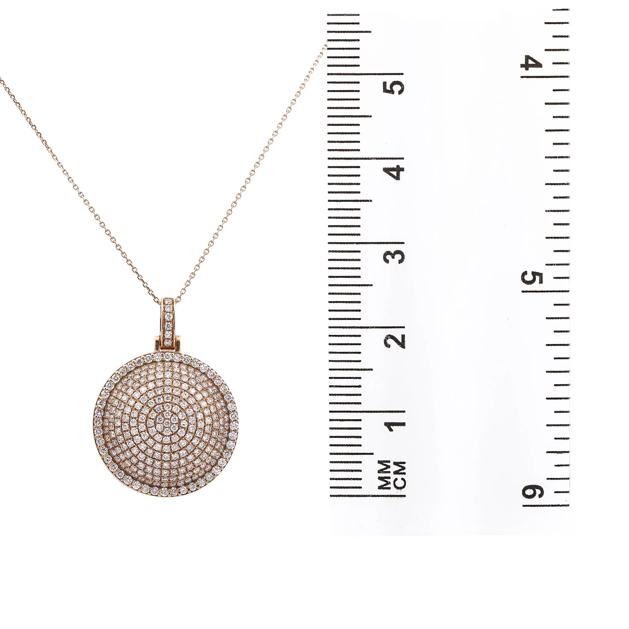 14K Rose Gold Circle Pendant with 3.71 CT Diamonds