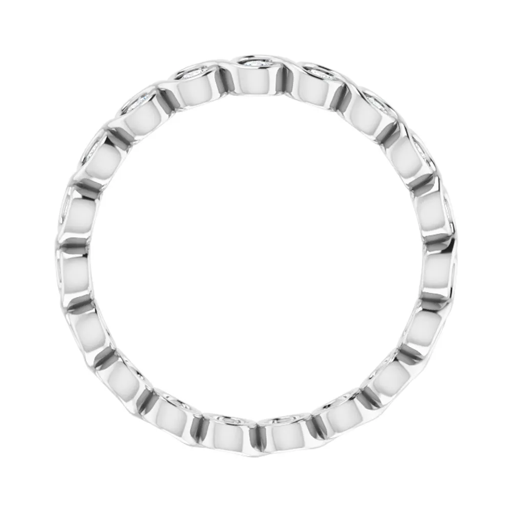 14K White Gold 1/2 CTW Diamond Bezel Set Eternity Swirl Band