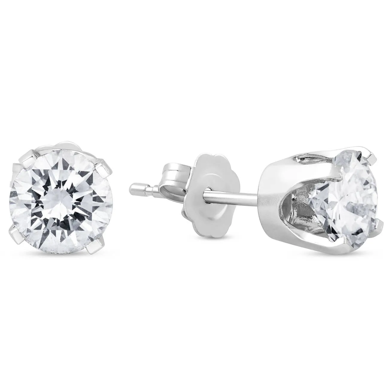 1.5CT Diamond Push-Back Stud Earrings Upgraded 14k White Gold