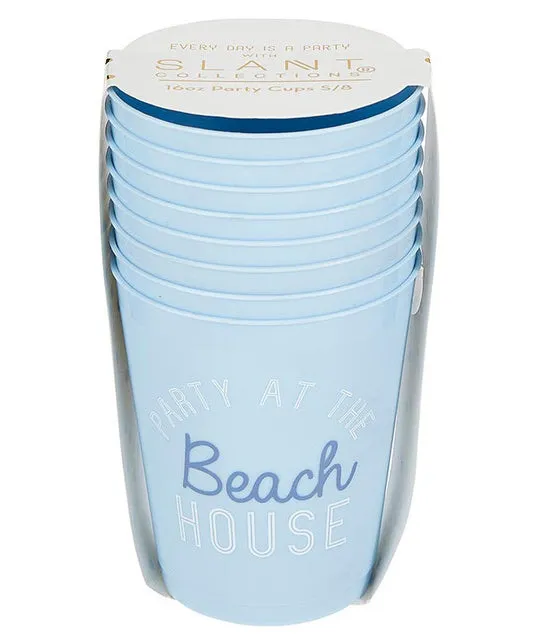 16oz Party Cups, Set of 8 - Beach House