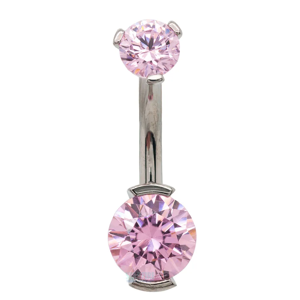 2 Prong-Set Faceted Gem Navel Curve