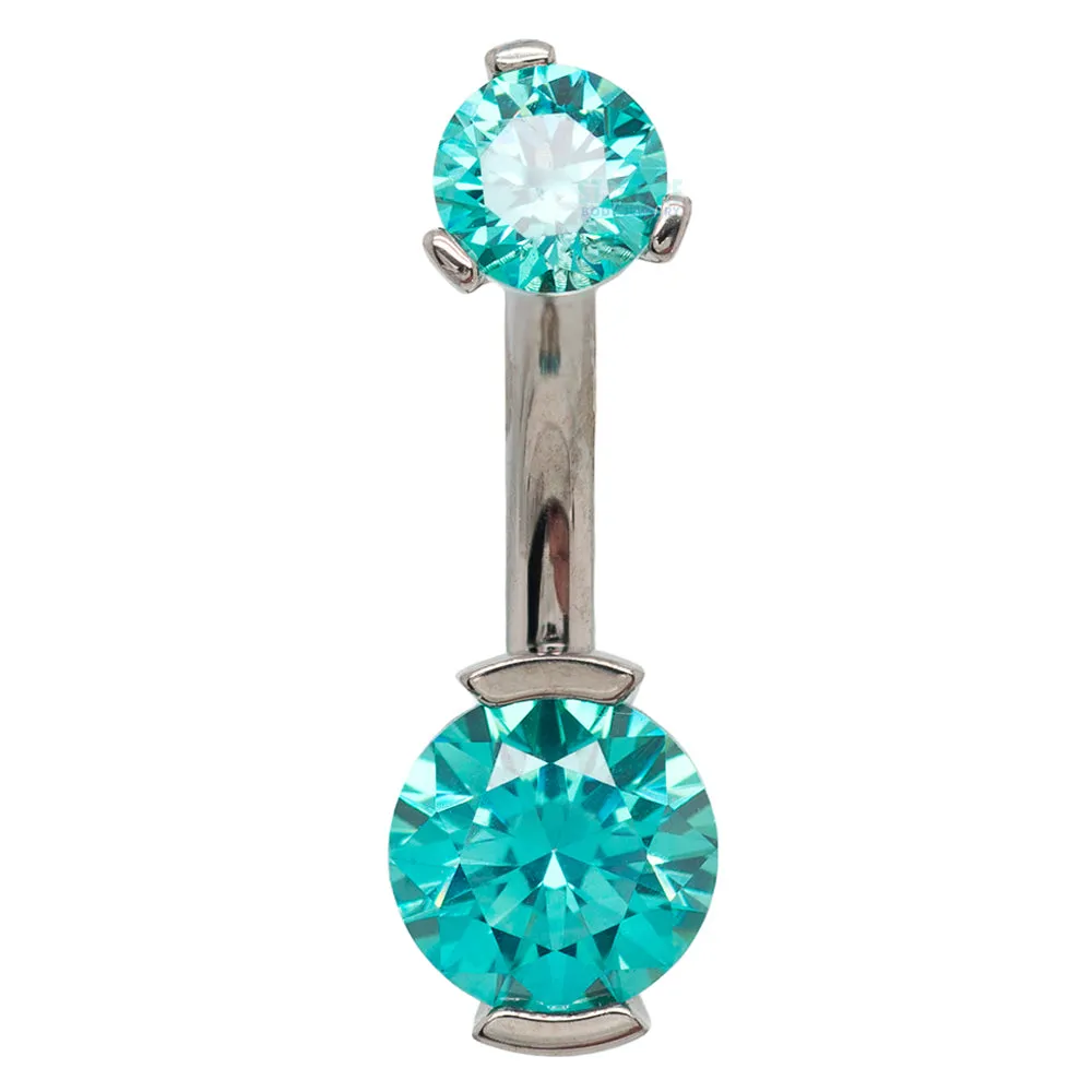 2 Prong-Set Faceted Gem Navel Curve