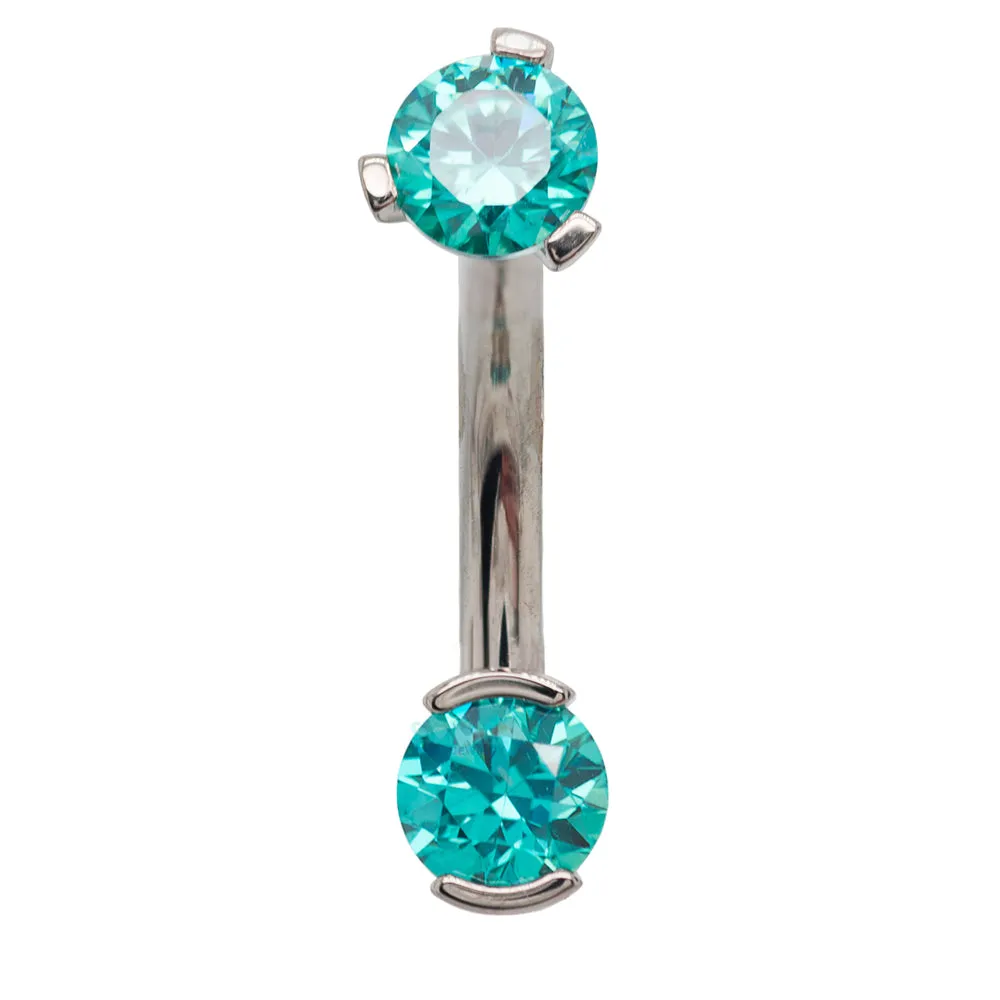 2 Prong-Set Faceted Gem Navel Curve