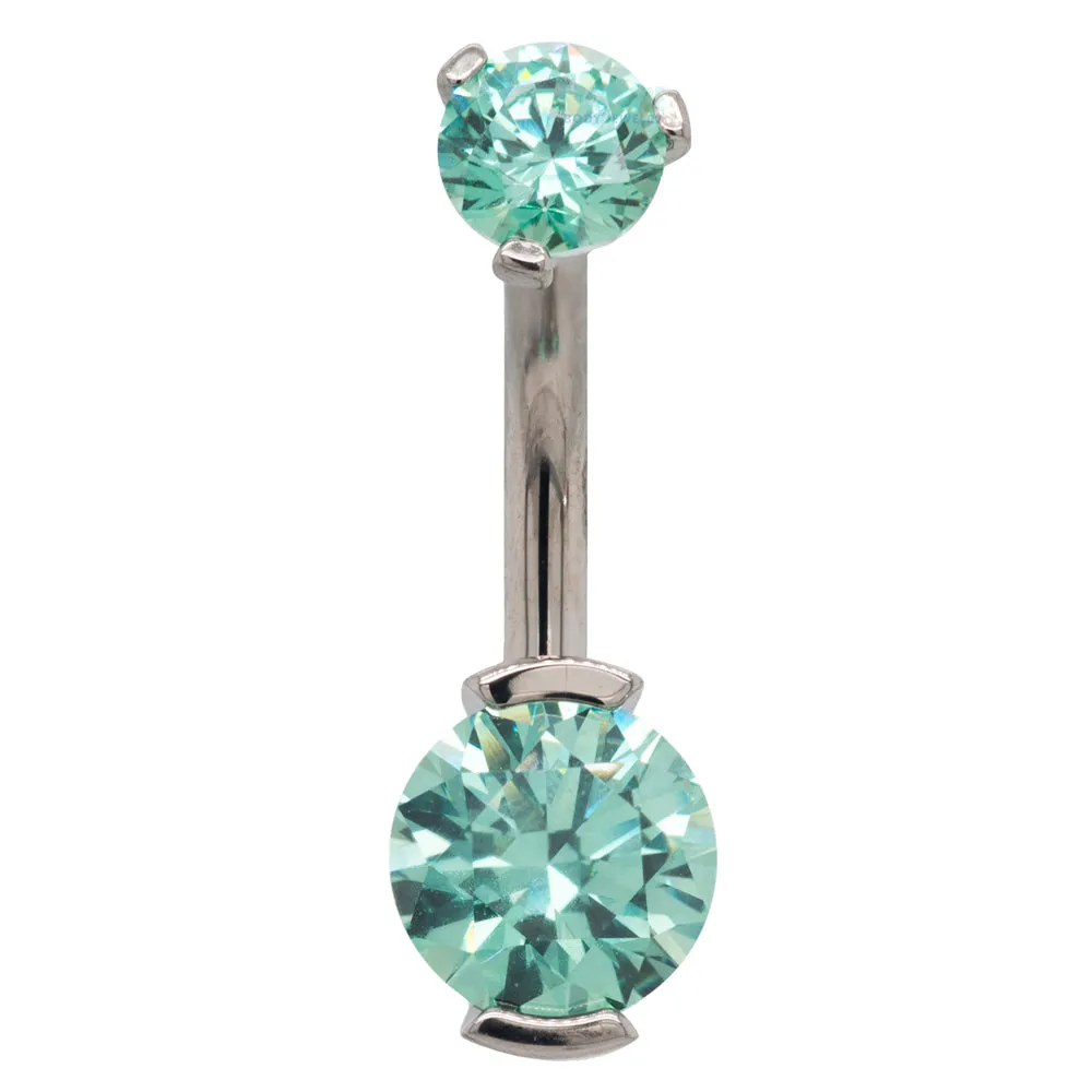 2 Prong-Set Faceted Gem Navel Curve