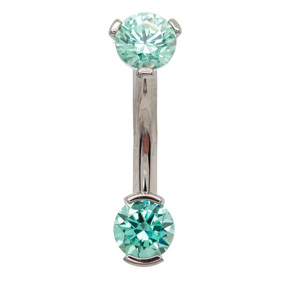 2 Prong-Set Faceted Gem Navel Curve