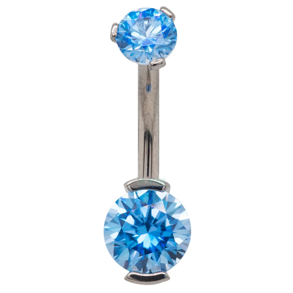 2 Prong-Set Faceted Gem Navel Curve