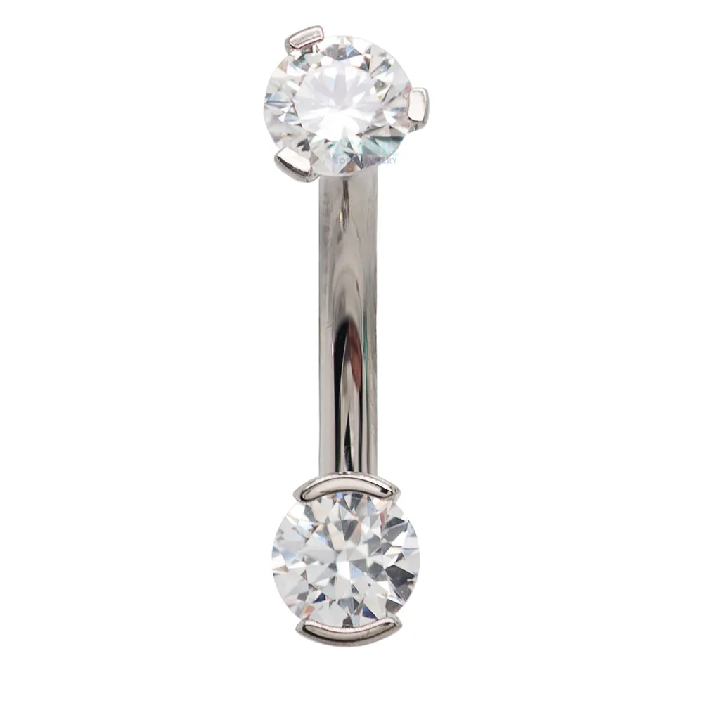 2 Prong-Set Faceted Gem Navel Curve