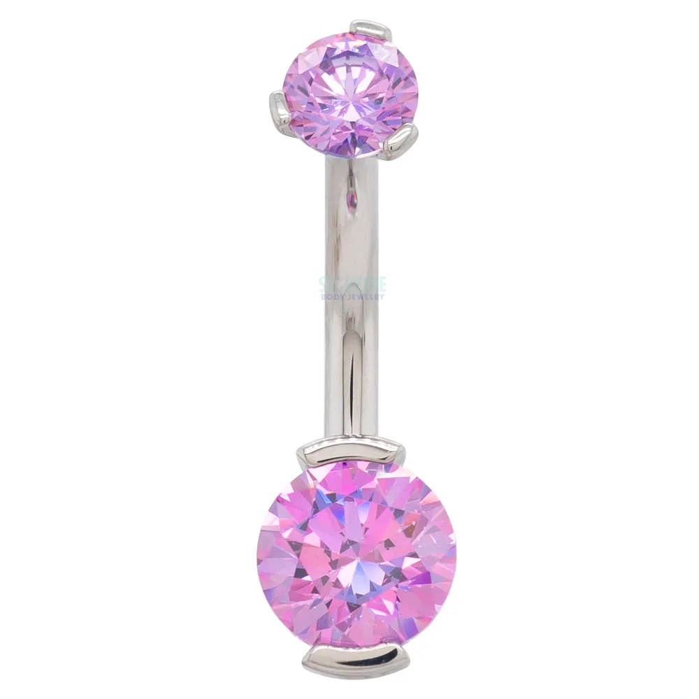 2 Prong-Set Faceted Gem Navel Curve