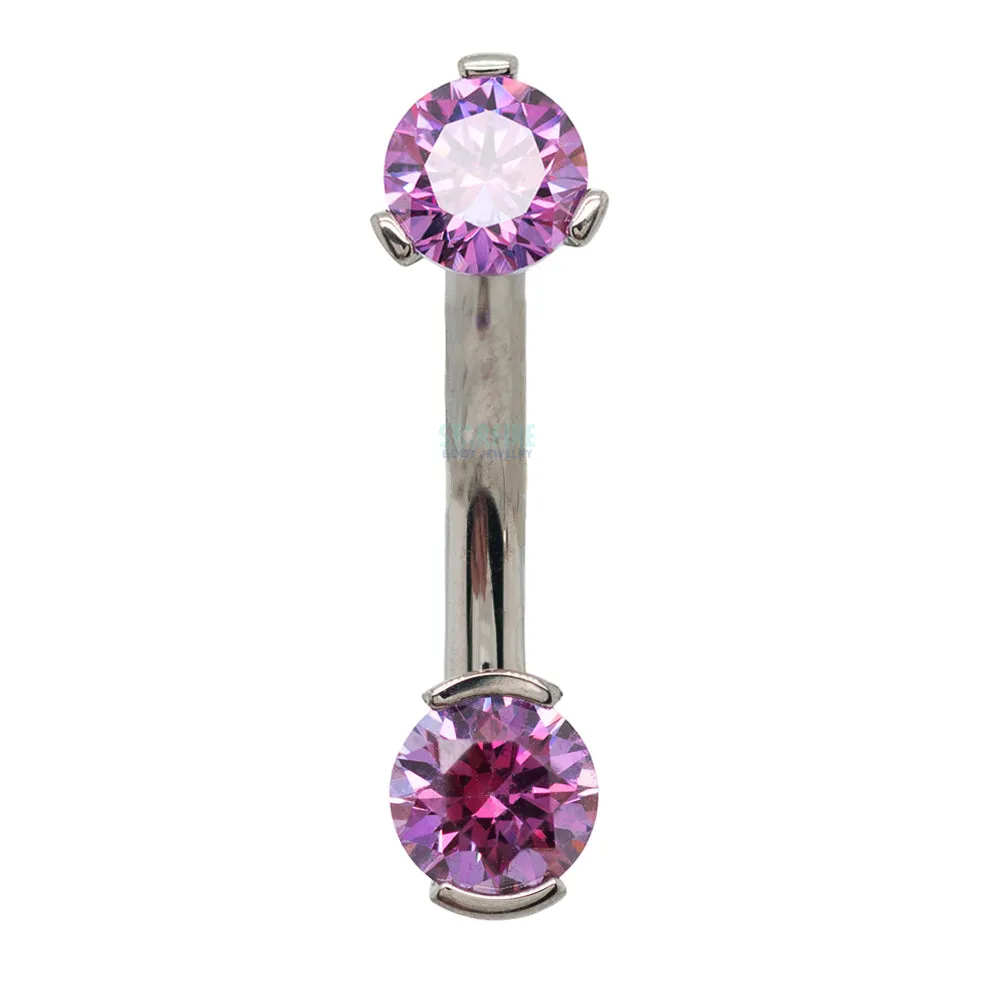 2 Prong-Set Faceted Gem Navel Curve