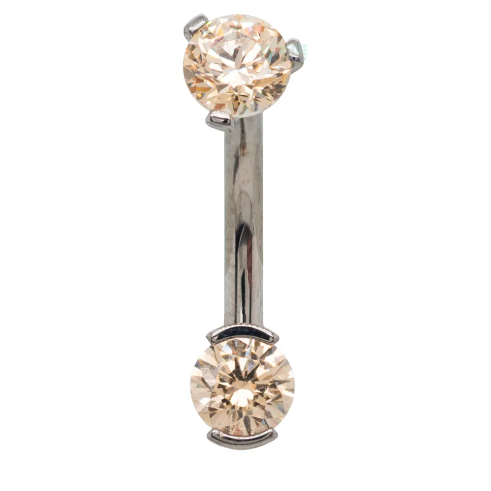 2 Prong-Set Faceted Gem Navel Curve