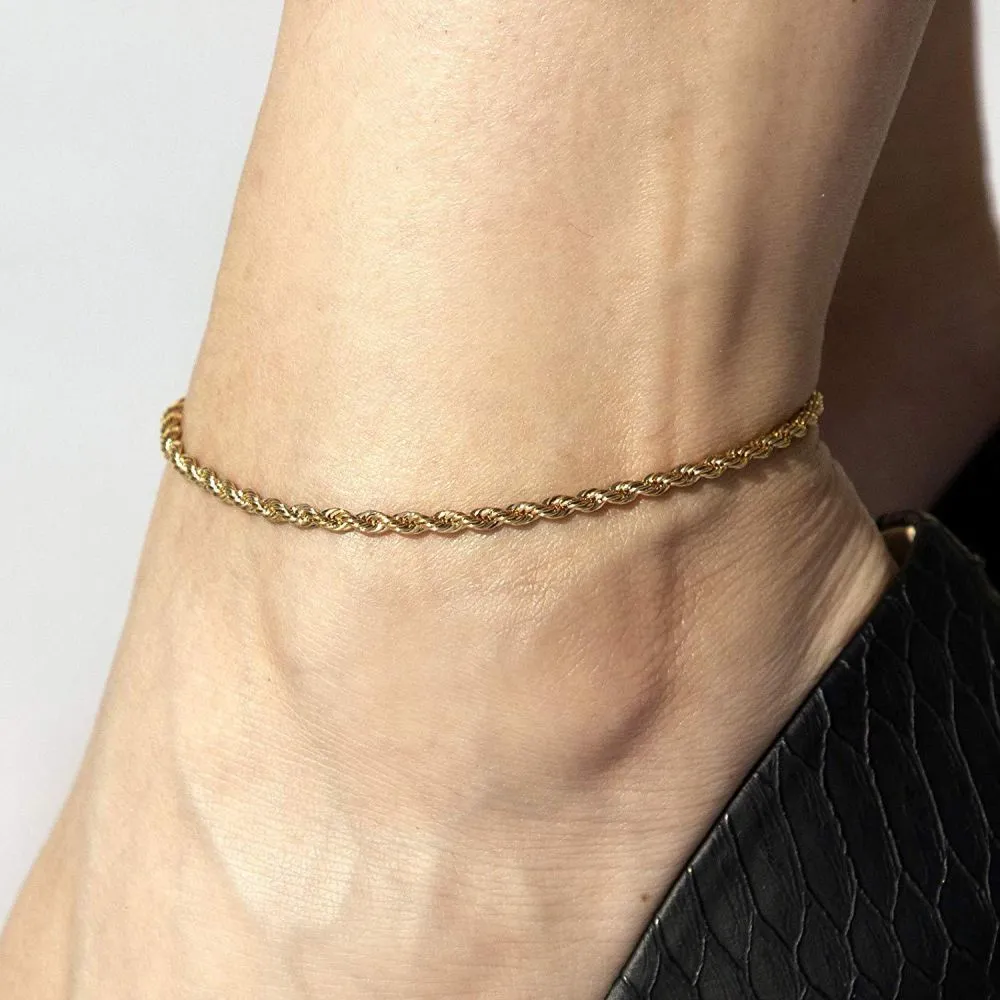 3mm Rope Chain Anklet - Stylish Foot Jewelry