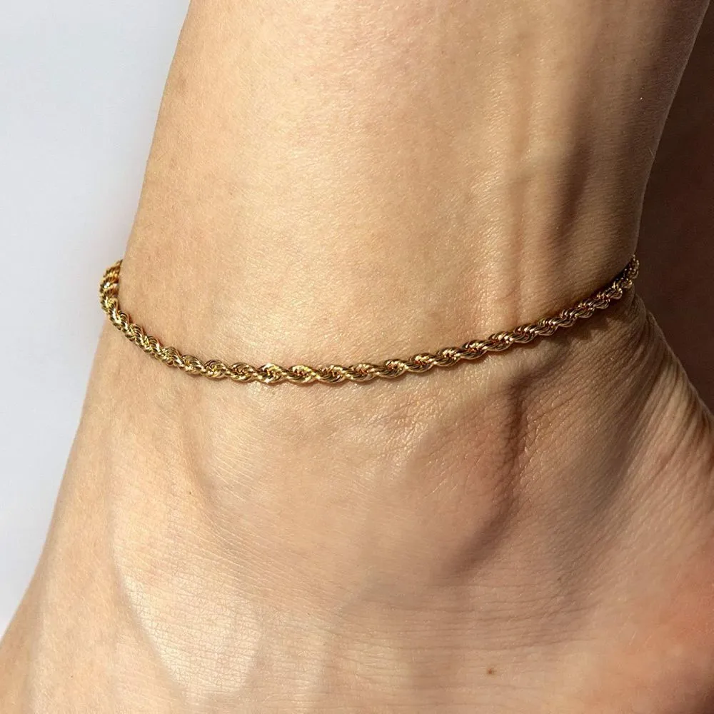 3mm Rope Chain Anklet - Stylish Foot Jewelry