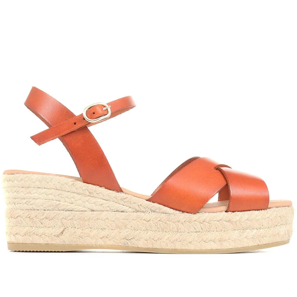 Alaina ALAINA Leather Espadrille Wedges