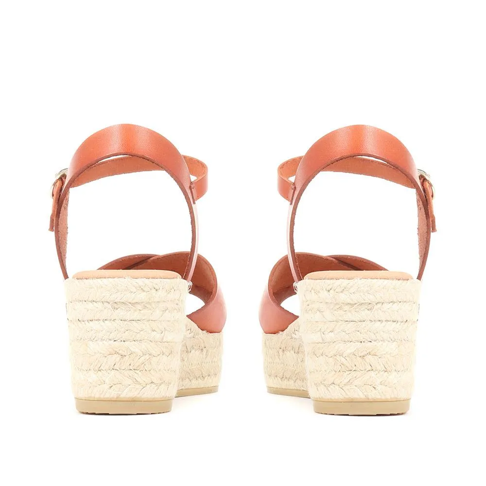 Alaina ALAINA Leather Espadrille Wedges