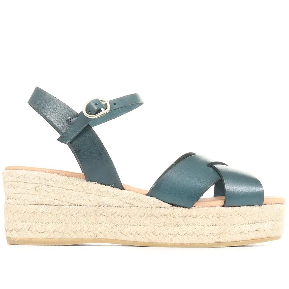 Alaina ALAINA Leather Espadrille Wedges