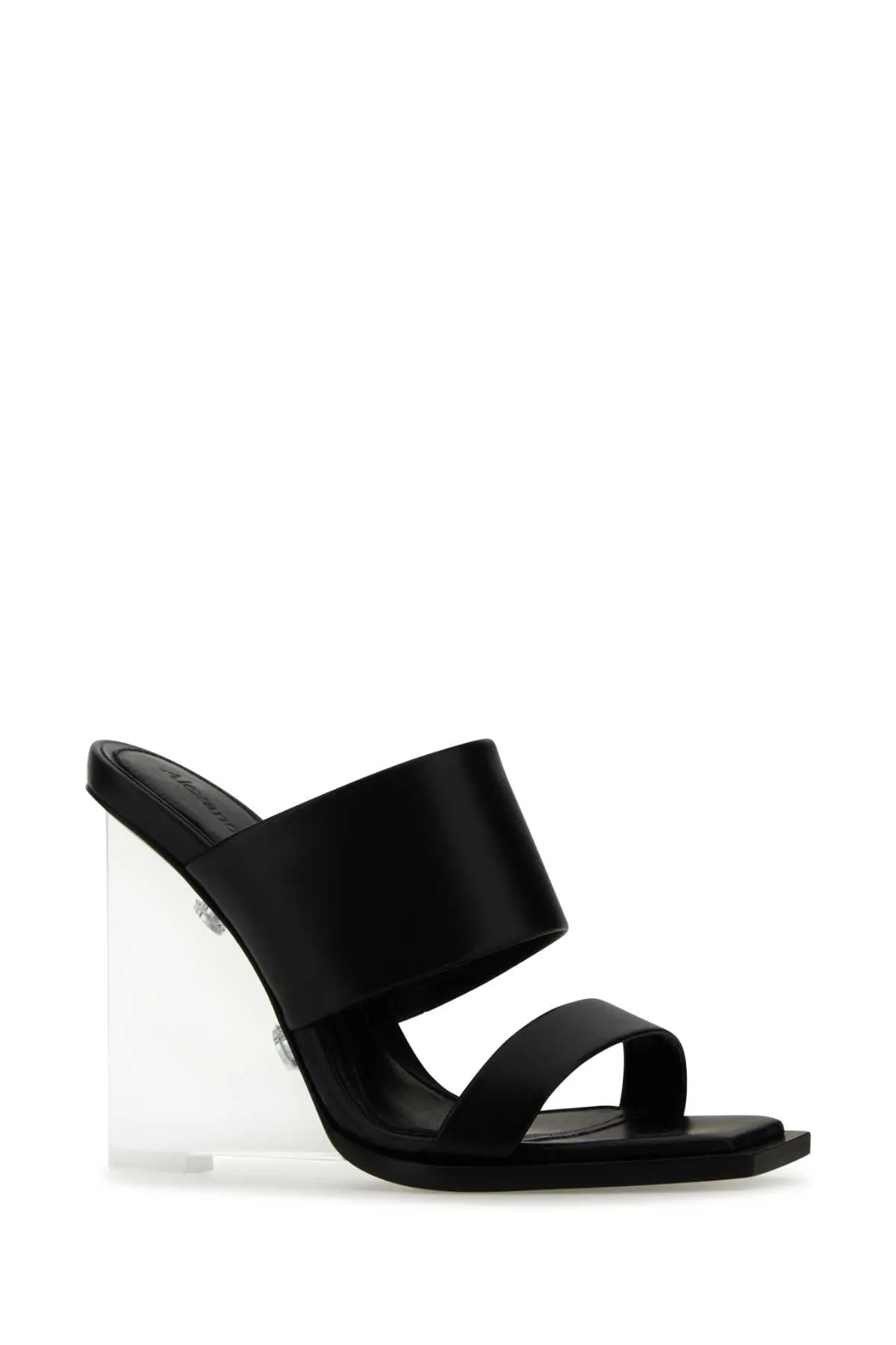 Alexander Mcqueen Black Leather Shard Mules