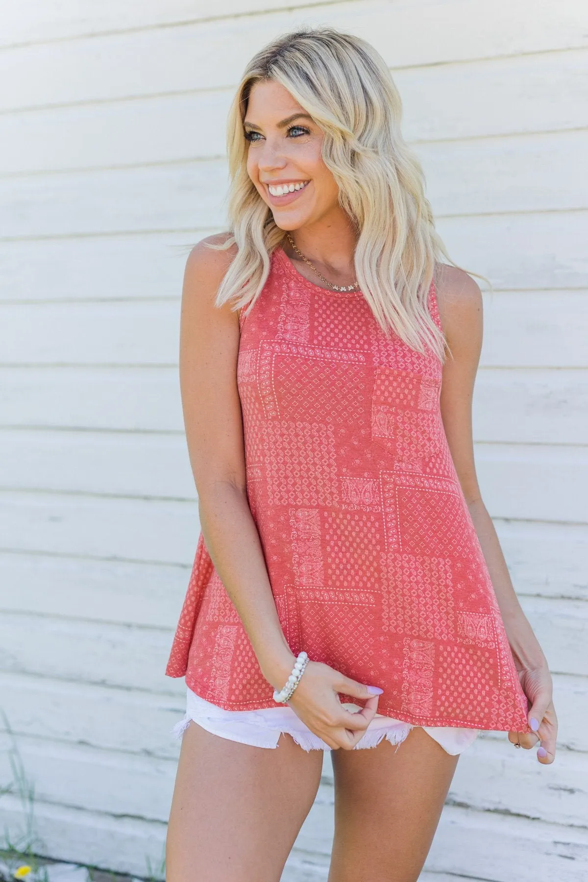 Red Bandana Print Tank Top for All American Girl