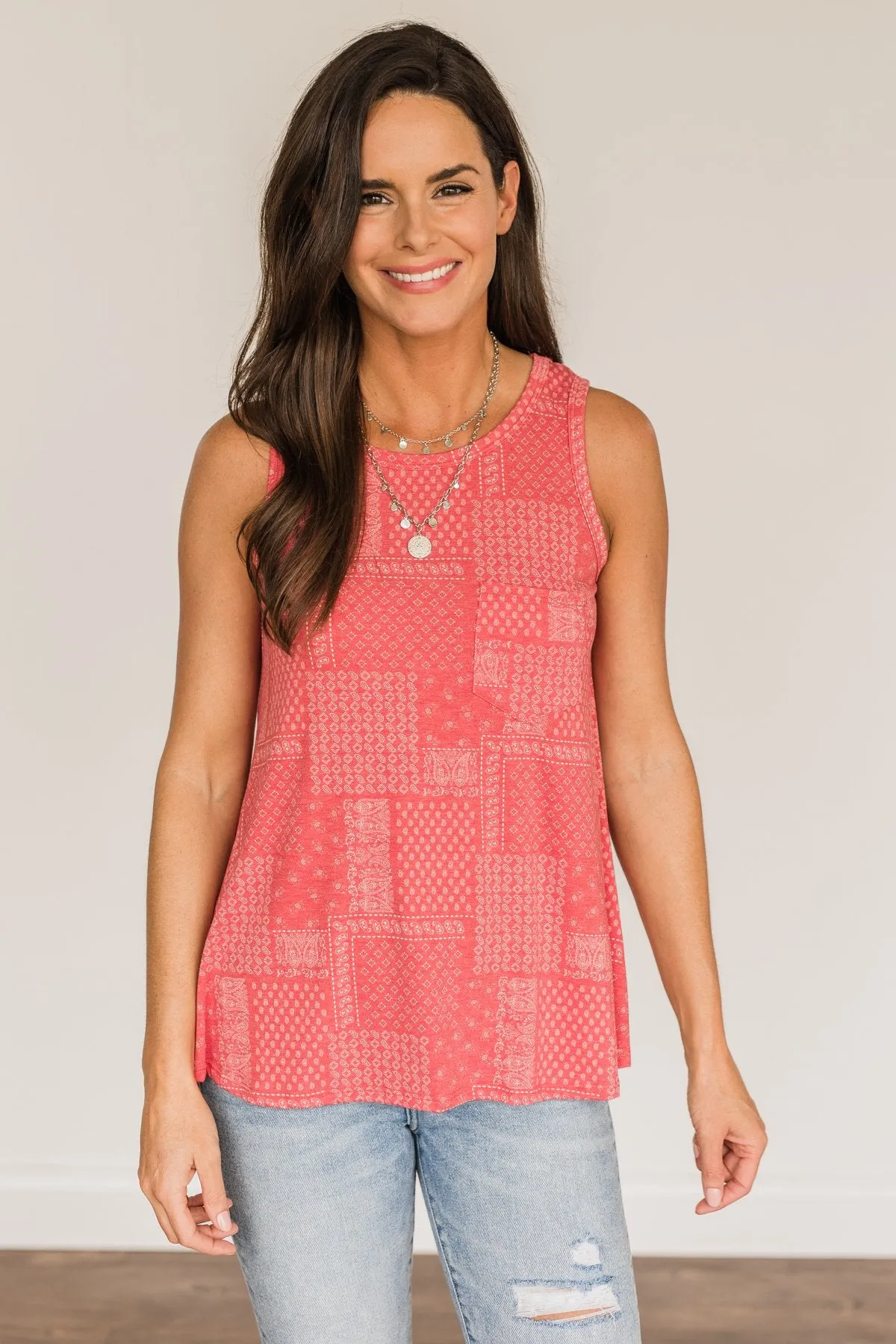 Red Bandana Print Tank Top for All American Girl