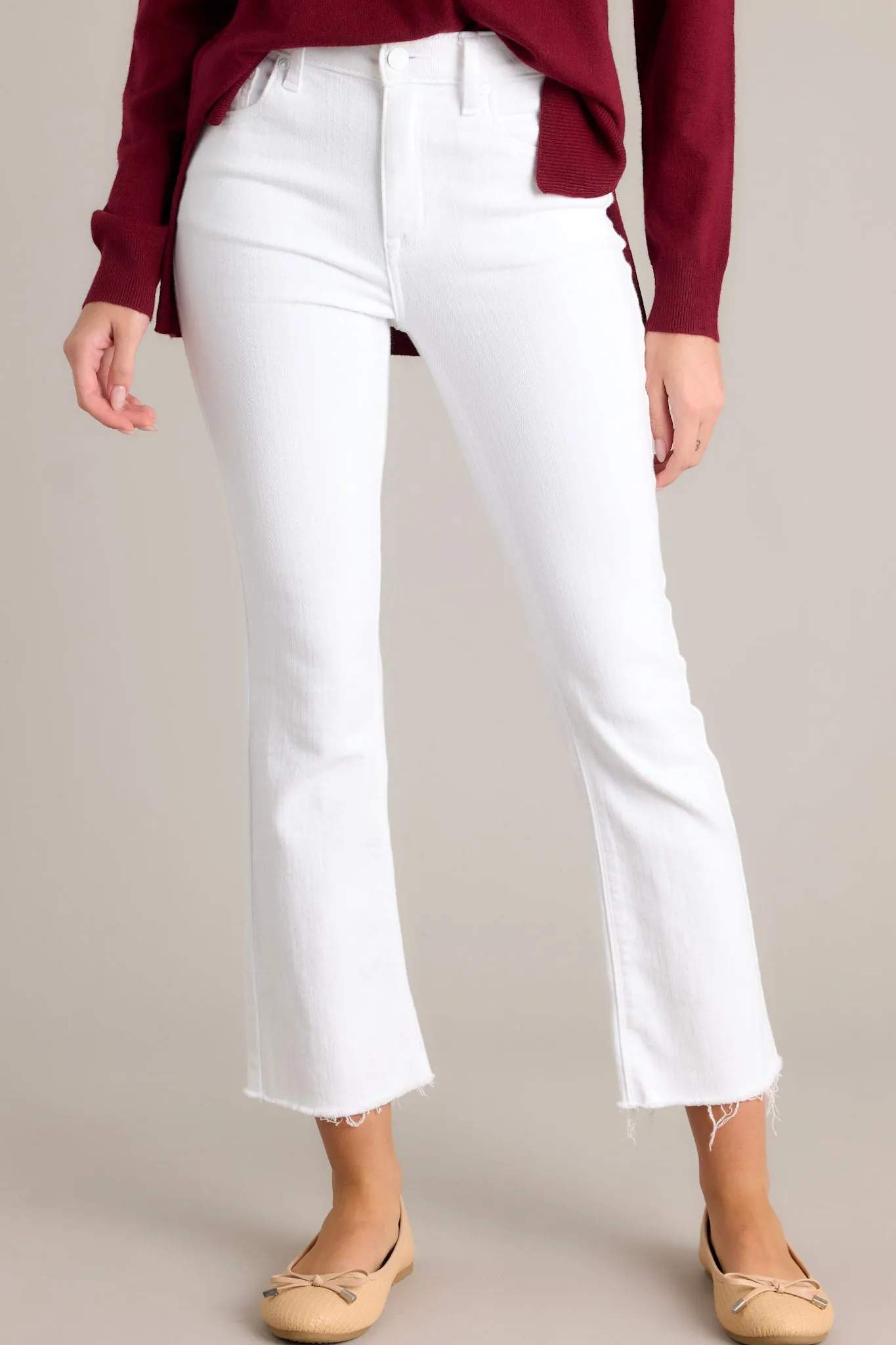 Angel Wing White Cropped Flare Jeans