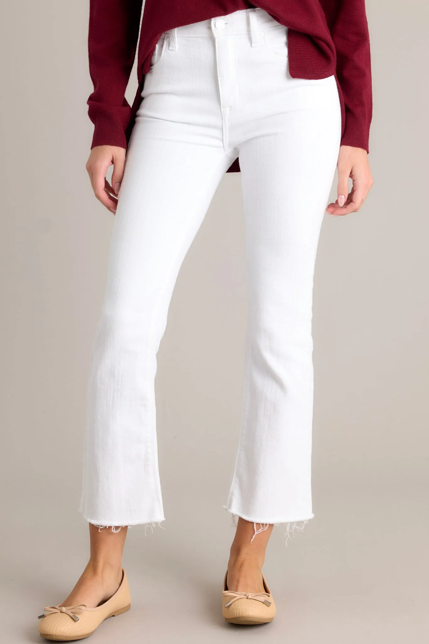 Angel Wing White Cropped Flare Jeans