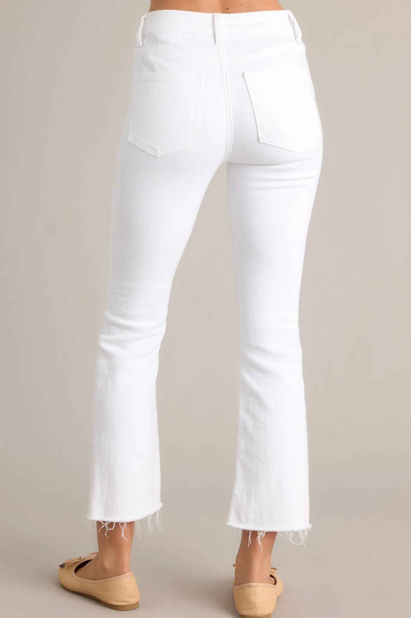 Angel Wing White Cropped Flare Jeans