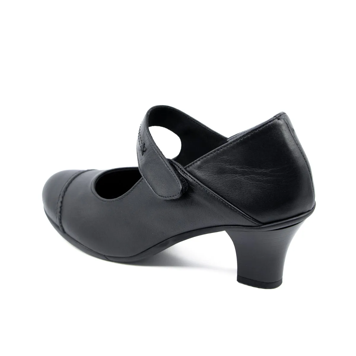 Anna Black Soft Walking Strap Heels