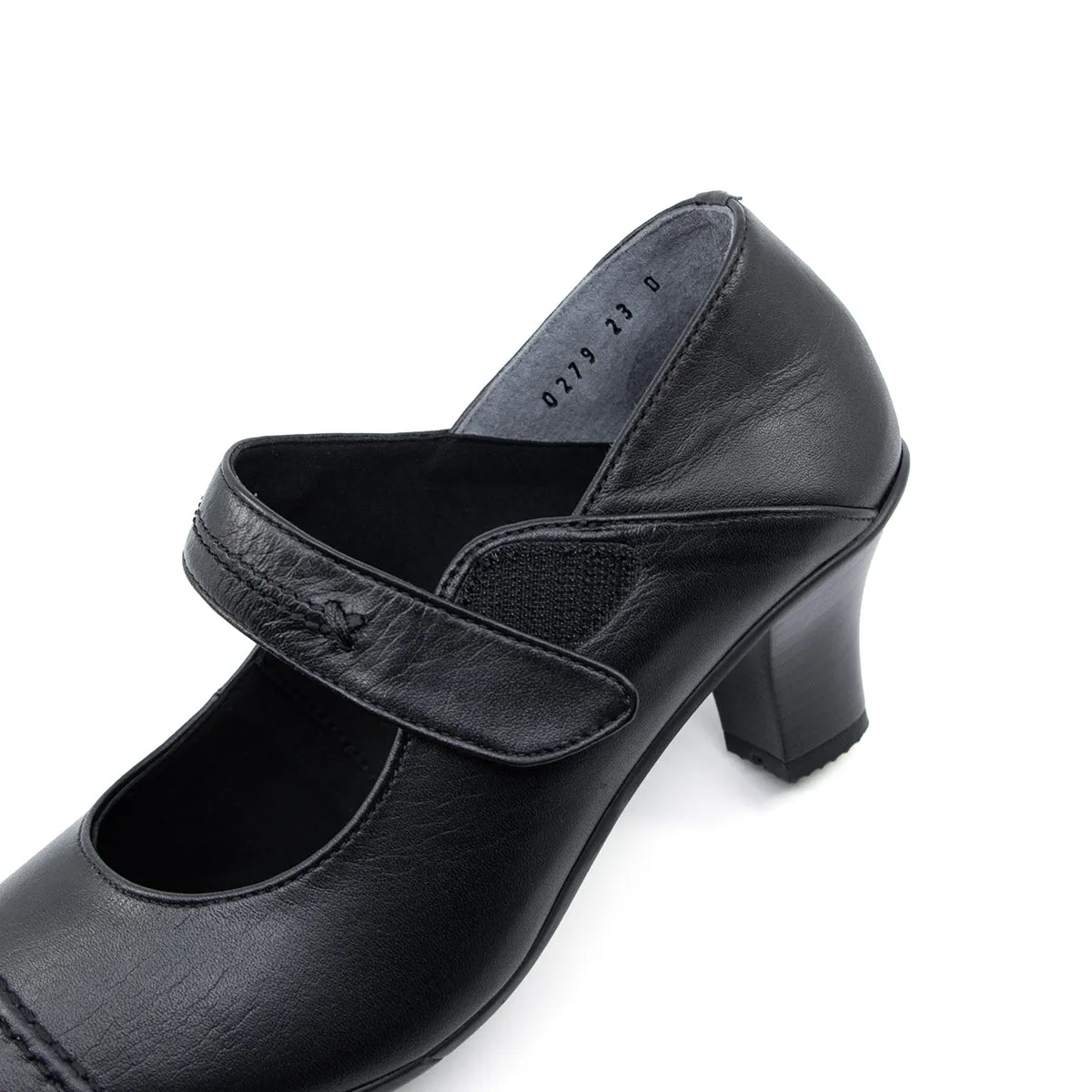 Anna Black Soft Walking Strap Heels