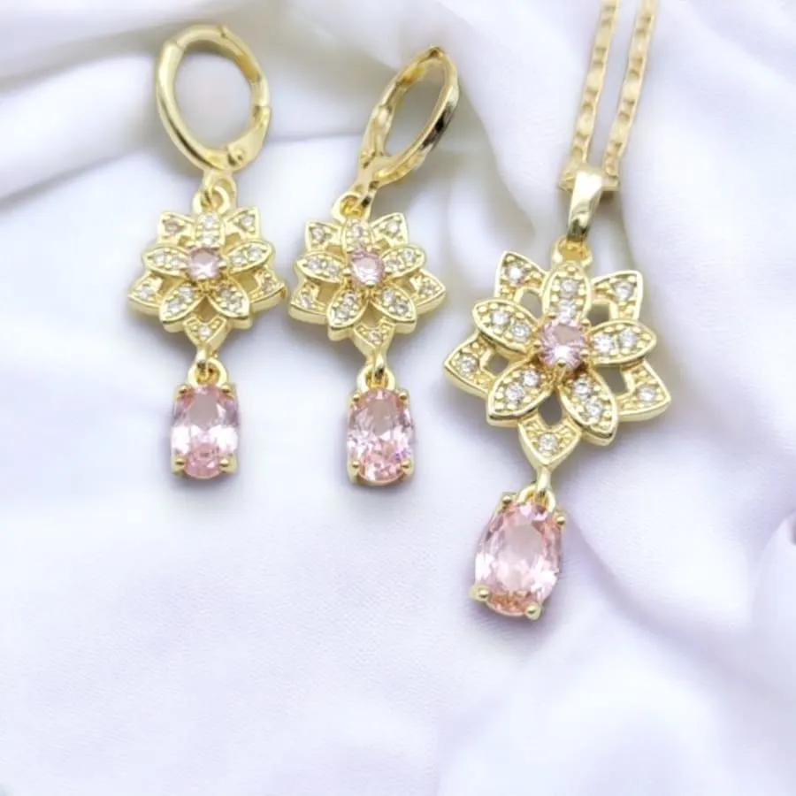 Antoinette set earrings necklace in 18k gold filled