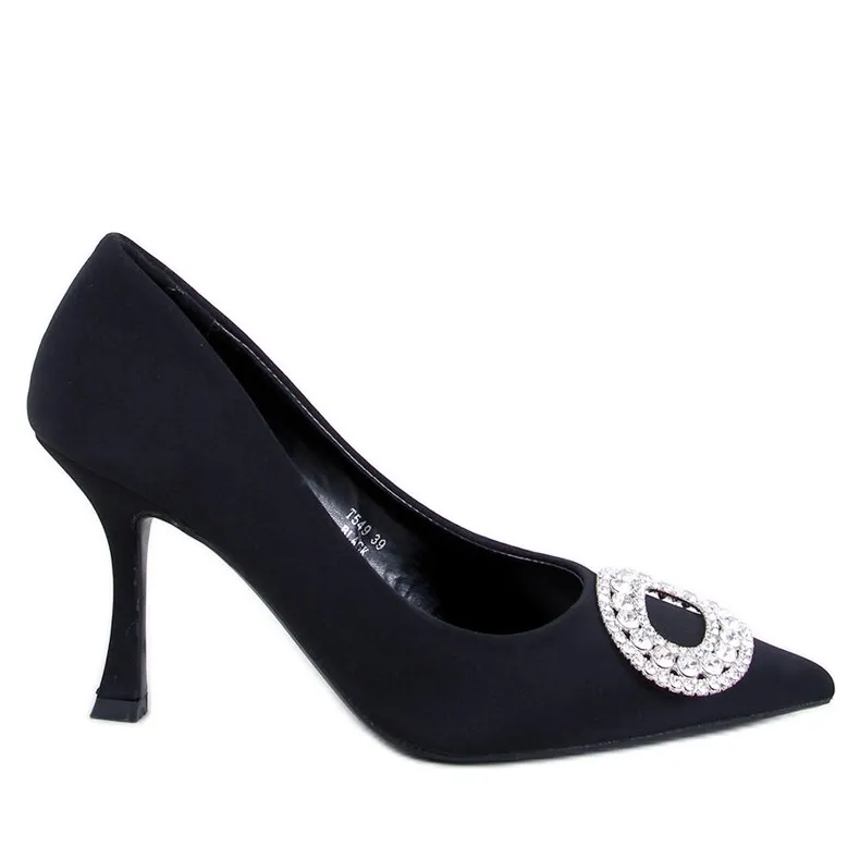 Apriatis Black evening heels with cubic zirconia