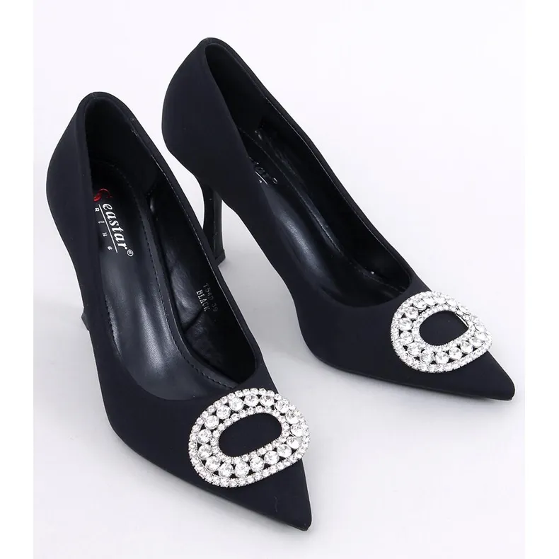 Apriatis Black evening heels with cubic zirconia