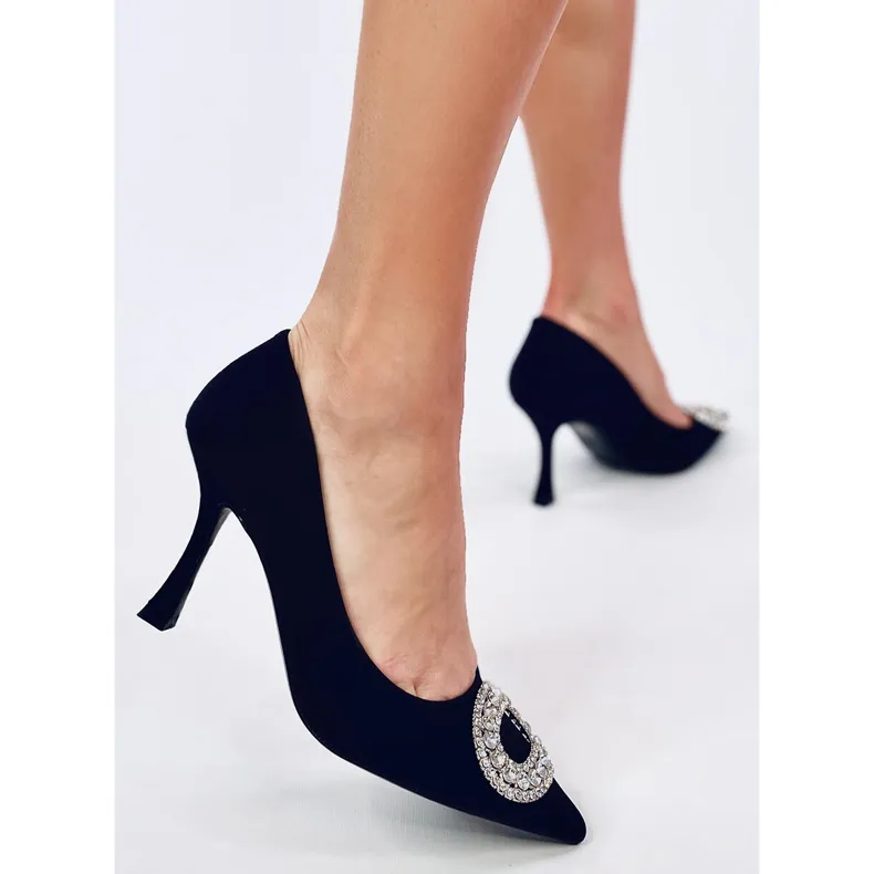 Apriatis Black evening heels with cubic zirconia