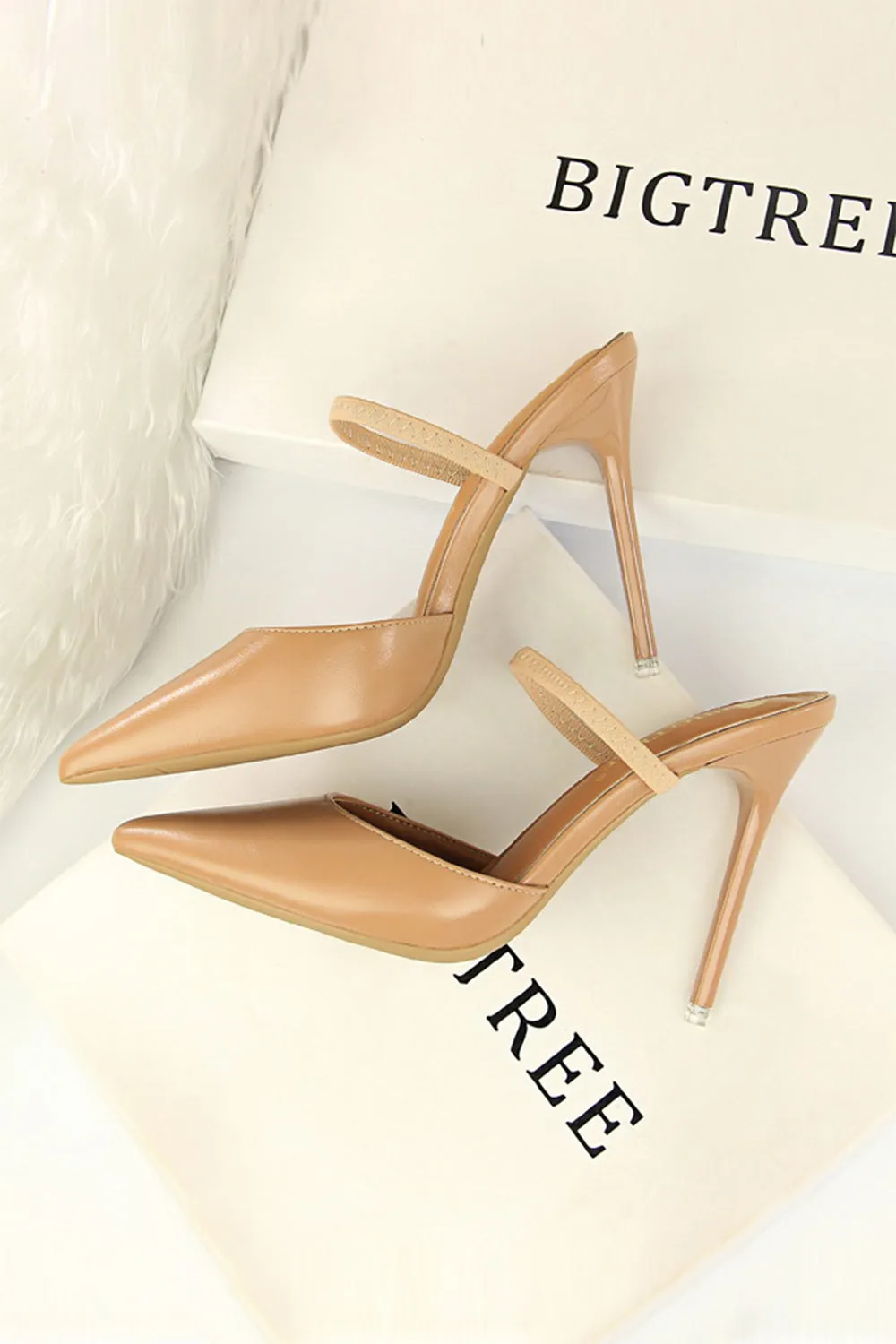 Apricot Stiletto Pointy Heels