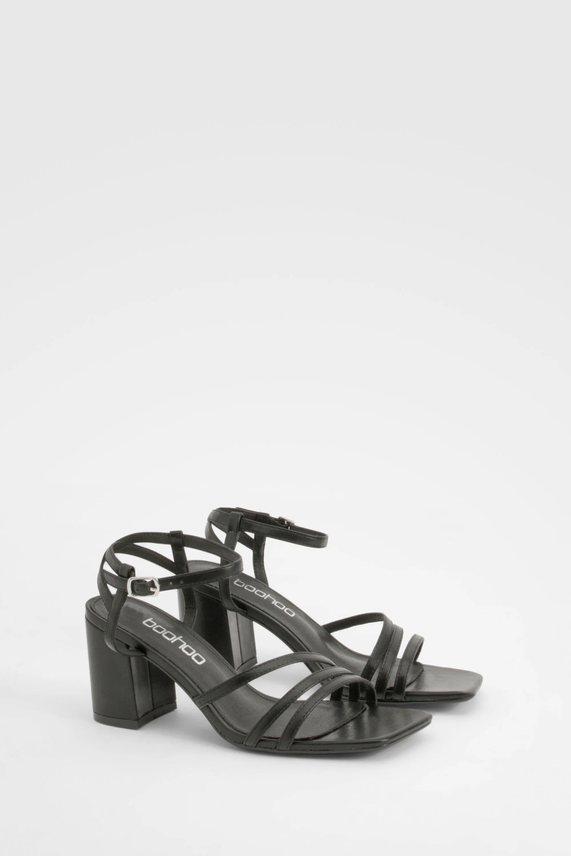 Asymmetric Strappy Detail Two Part Block Heels