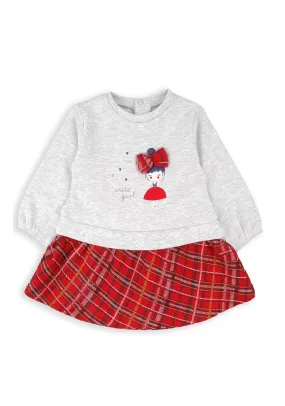 Babybol Baby Girl Cute Girl Tartan Sweater Dress, Red