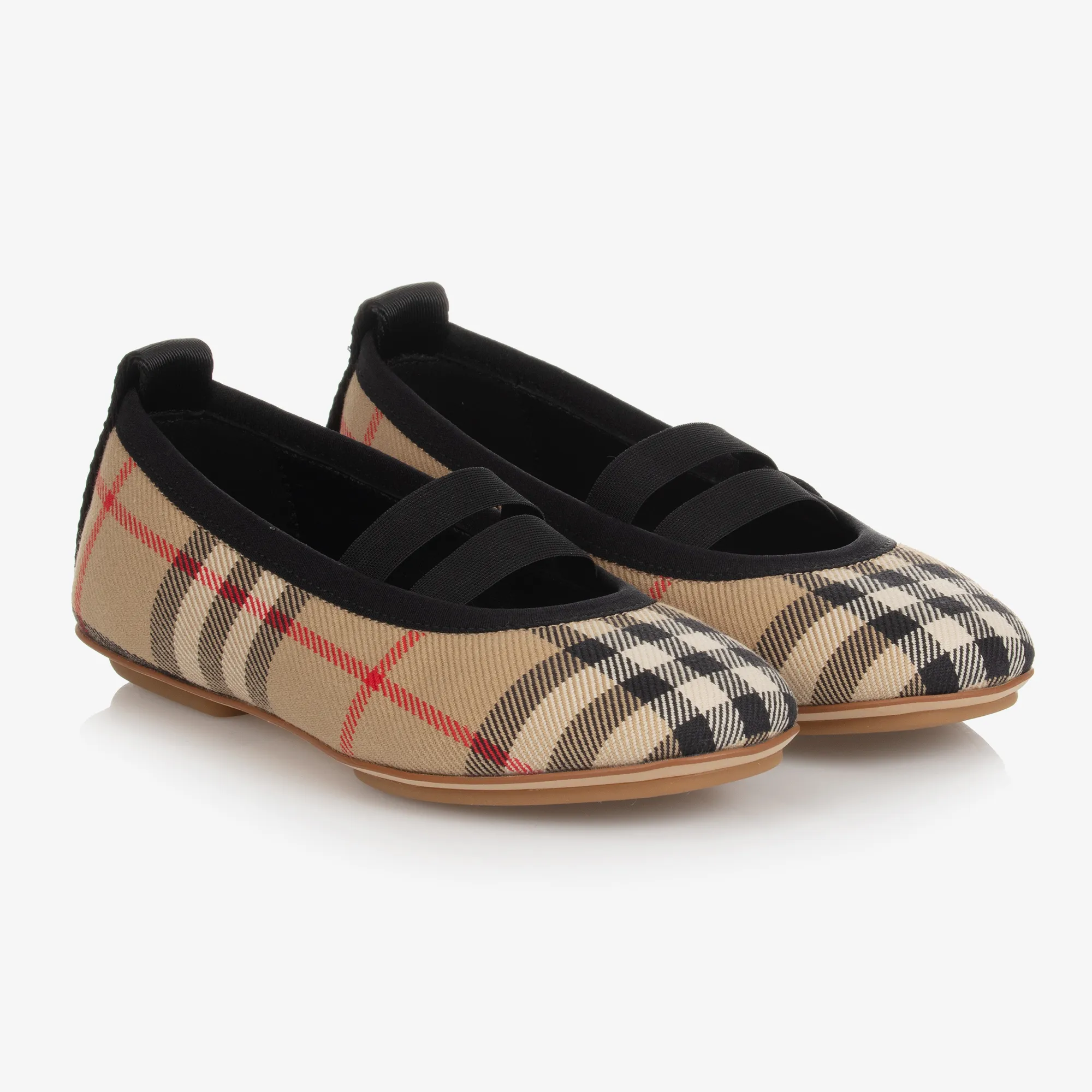 Beige Vintage Check Pumps