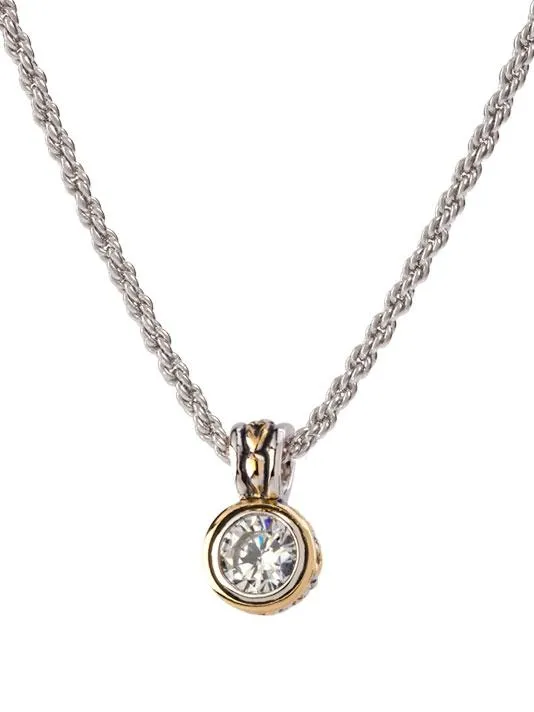 Beijos 7mm Cubic Zirconia Bezel Set Pendant Necklace by John Medeiros