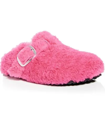 Birkenstock Boston Big Buckle Womens Fuzzy Slip On Mules