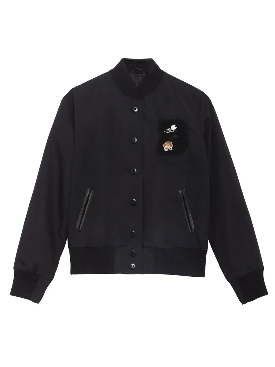 BKc Triple Black Cotton Varsity Jacket (WOMEN)