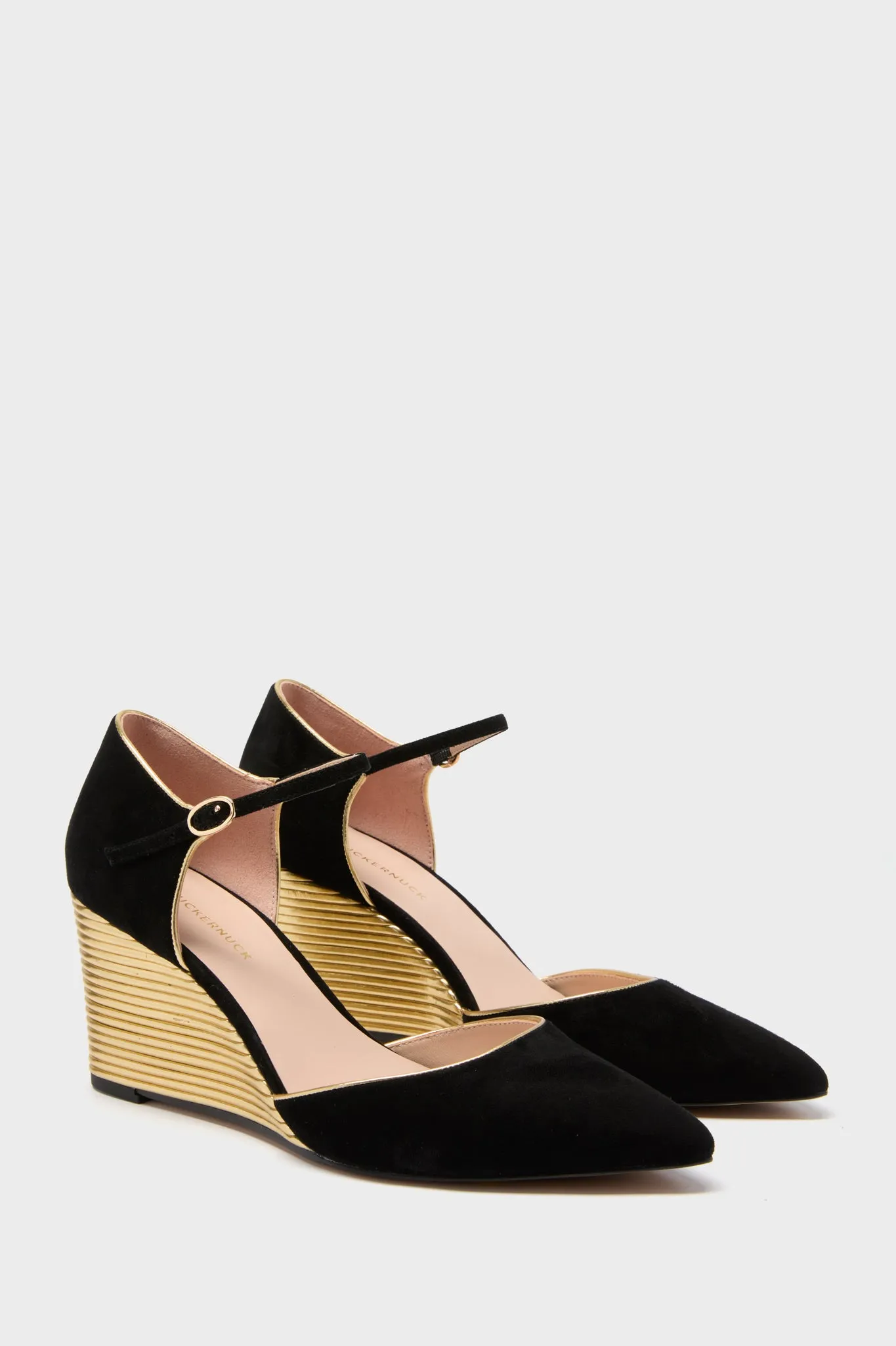 Black and Gold Darcy Wedges