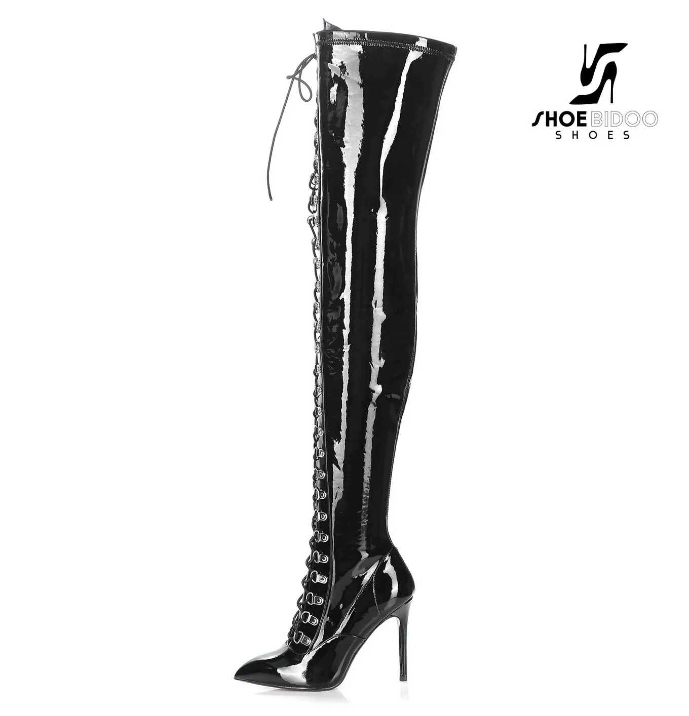 Black Giaro fully laced designer boots "VERUSKA" thigh high