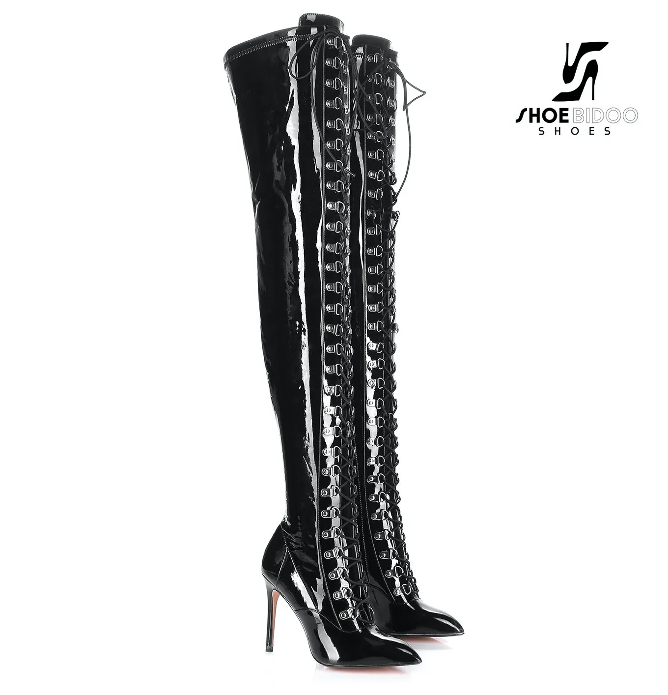 Black Giaro fully laced designer boots "VERUSKA" thigh high