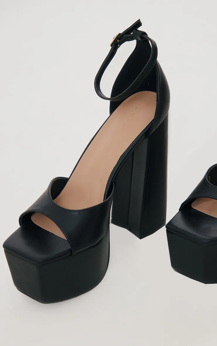 Black Chunky High Heel Shoes Green