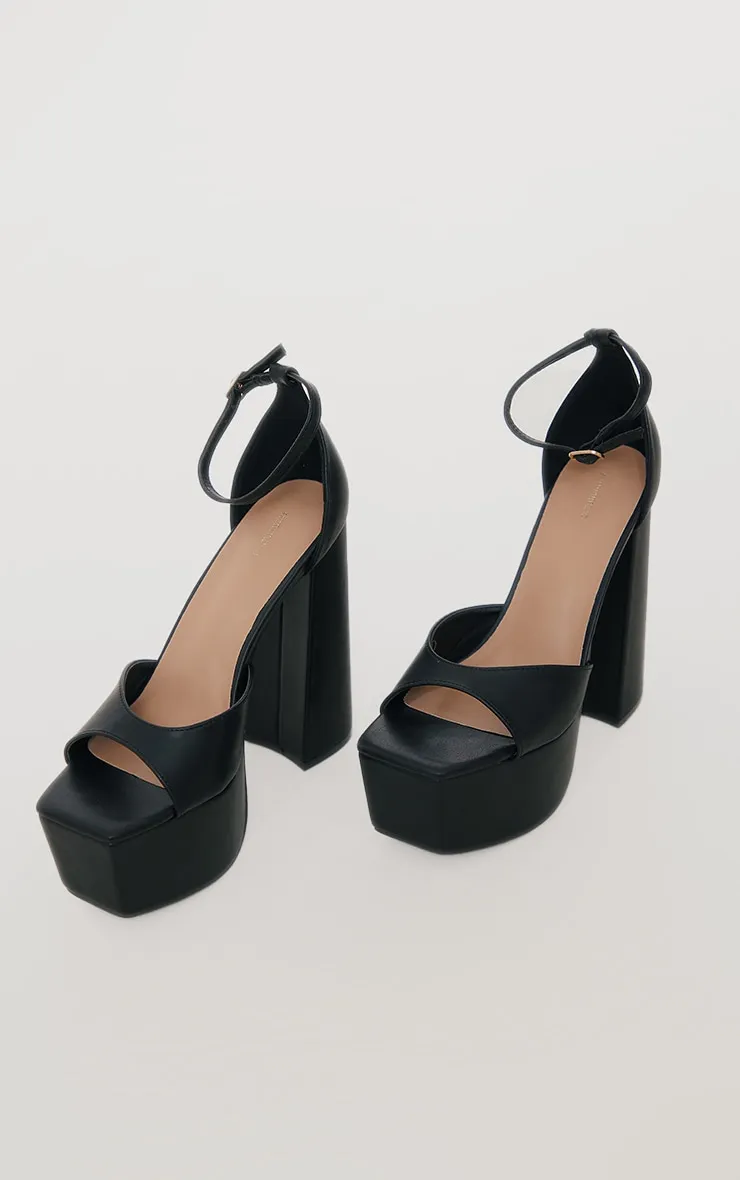 Black Chunky High Heel Shoes Green