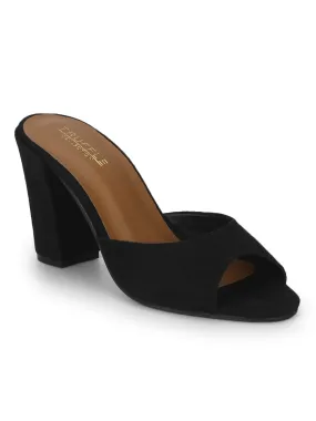 Black Micro Peep Toe Mules