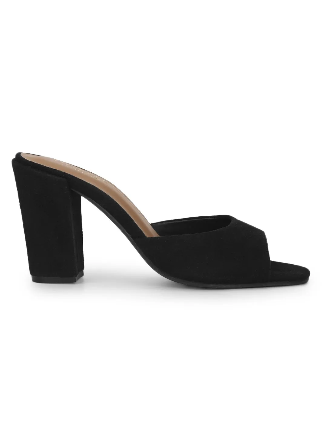 Black Micro Peep Toe Mules