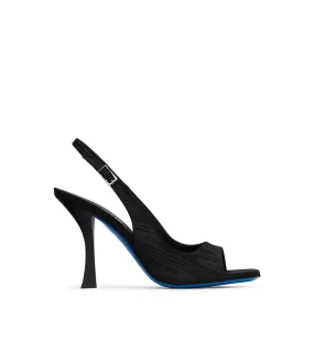 Black moiré fabric high heel pumps