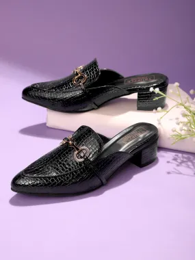 Black Patent Block Mules (TC-REN-BL214-BLK)