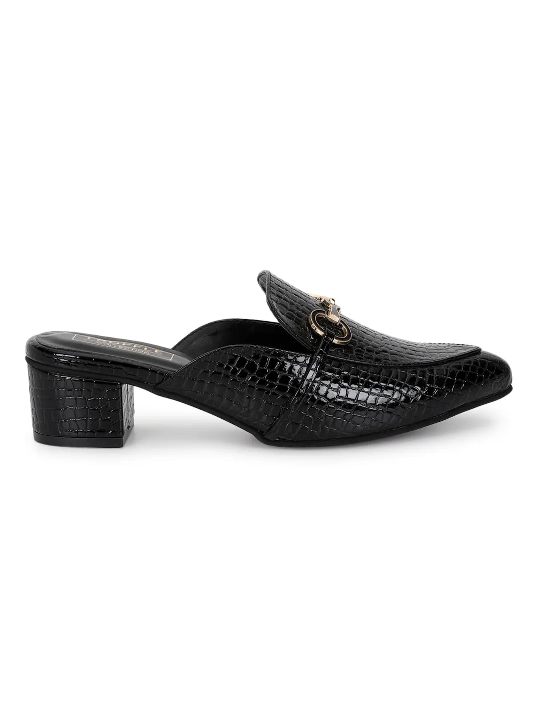 Black Patent Block Mules (TC-REN-BL214-BLK)